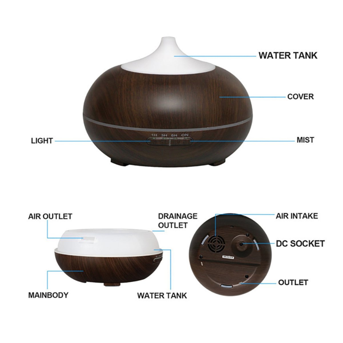 Mistyrious Essential Oil Humidifier Natural Oak Design With Easy - Gazette Enterprises™