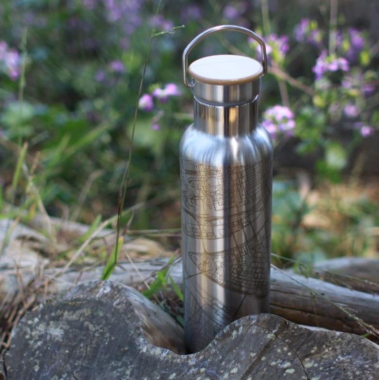 Crater Lake National Park - Oregon Map Bottle with Bamboo Top