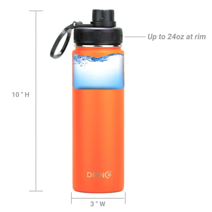 22oz Stainless Steel Sport Water Bottle - Orange