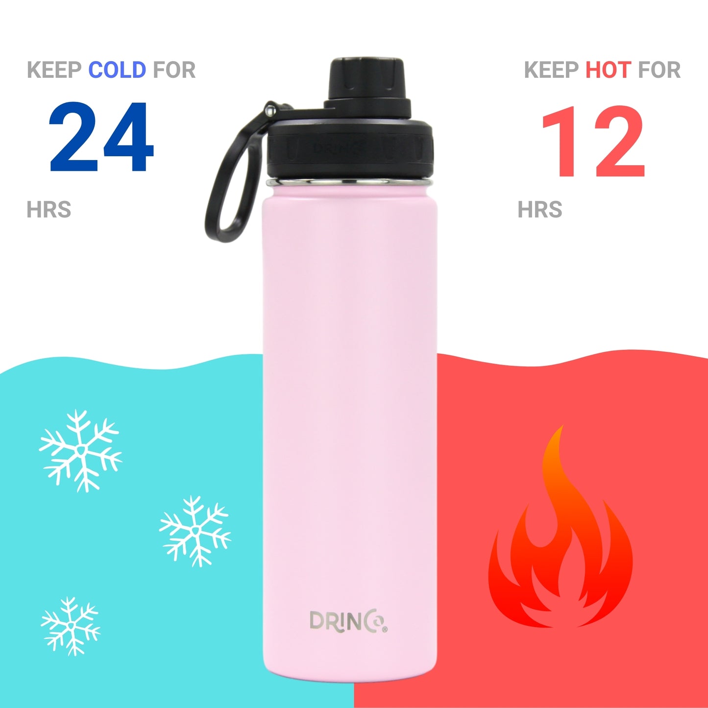 22oz Stainless Steel Sport Water Bottle - Flamingo Pink