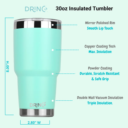 30oz Insulated Tumbler Spill Proof Lid w/2 Straws (Teal)