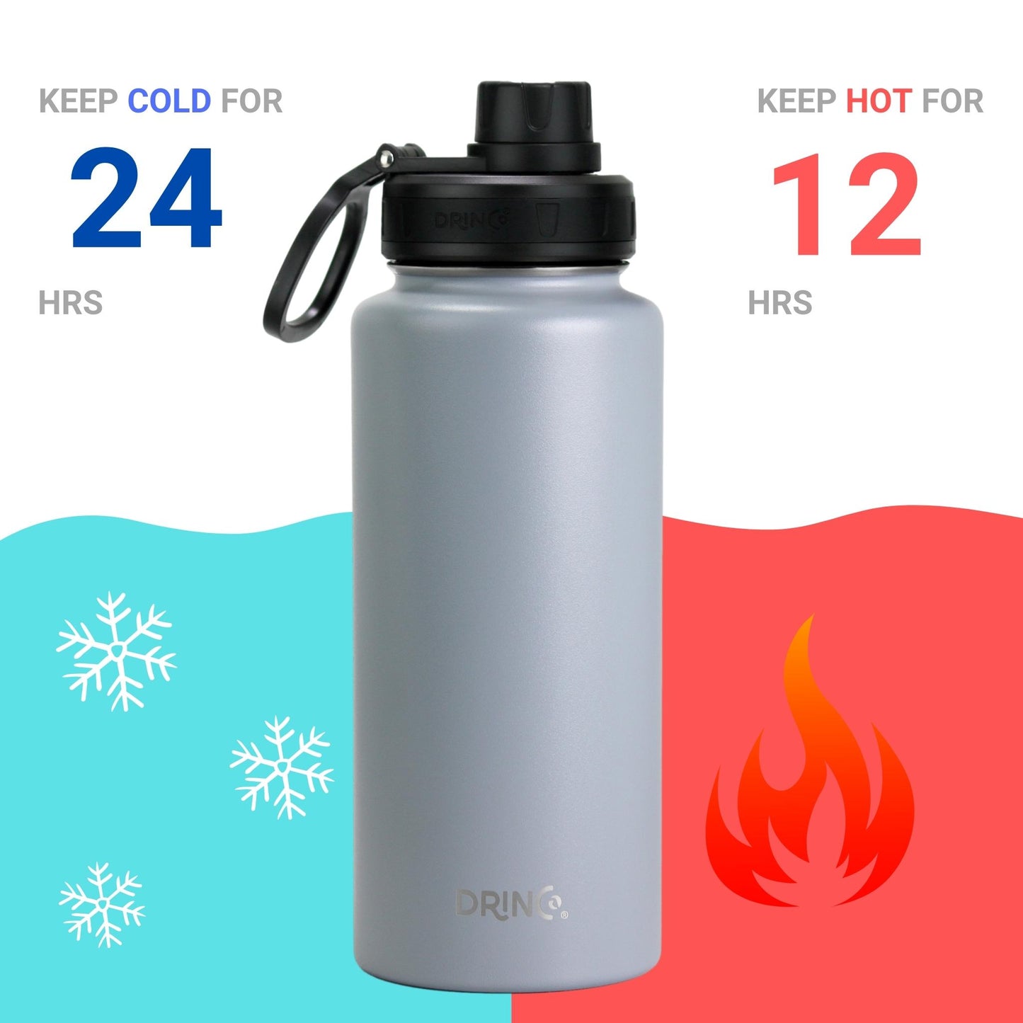 32oz Stainless Steel Water Bottle - Asphalt Gray