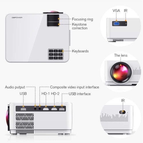 LCD Video Projector with Carrying Case HD Projector Mini Projector - Gazette Enterprises™