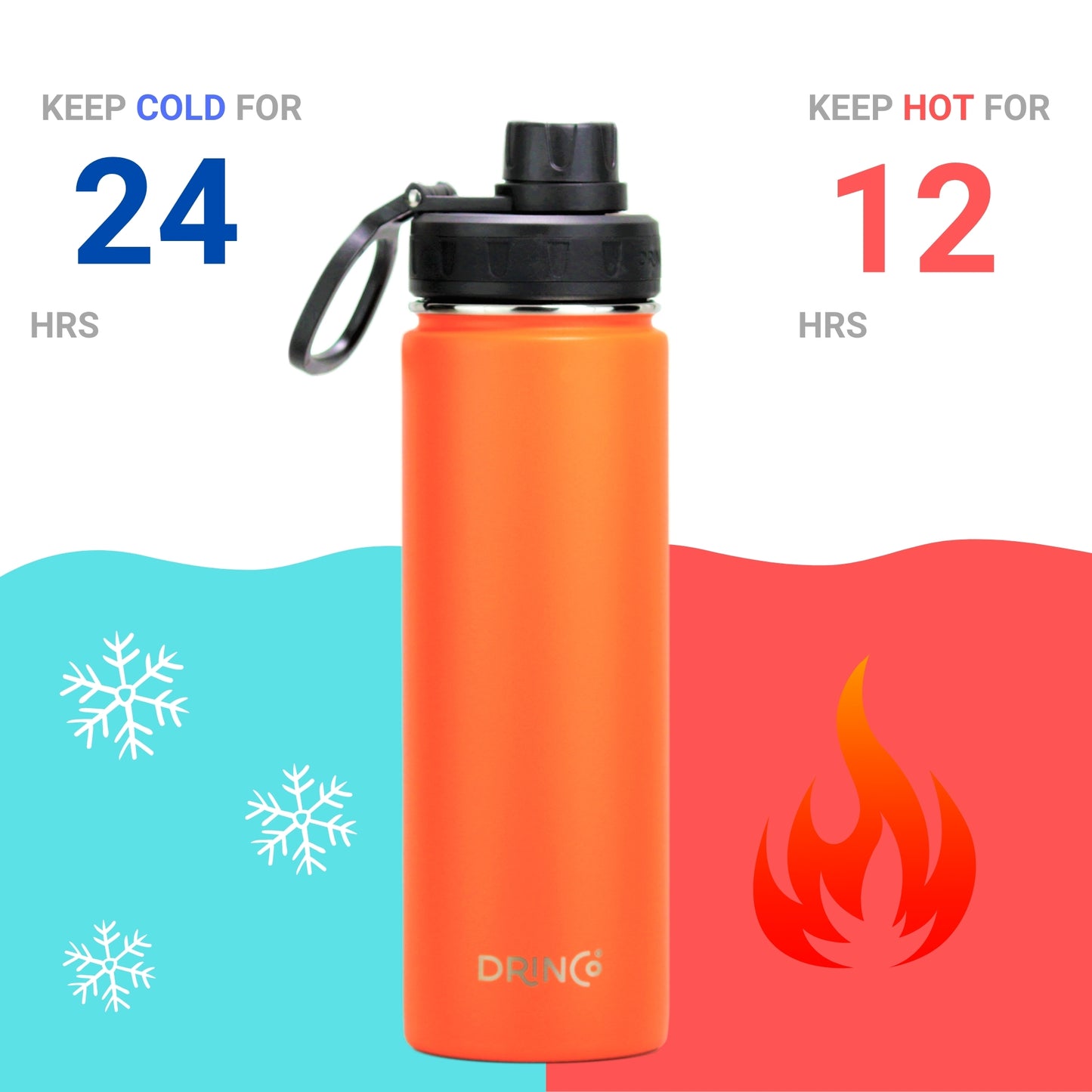 22oz Stainless Steel Sport Water Bottle - Orange