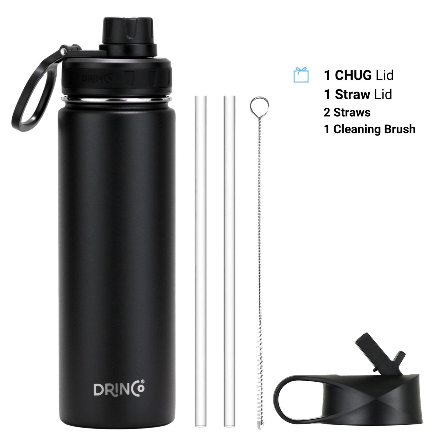 22oz Stainless Steel Sport Water Bottle - Black