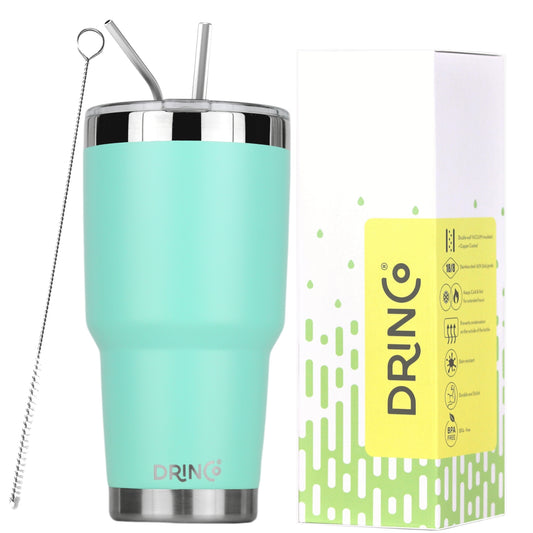 30oz Insulated Tumbler Spill Proof Lid w/2 Straws (Teal)