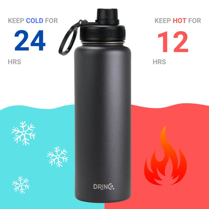 40oz Stainless Steel Sport Water Bottle - Black