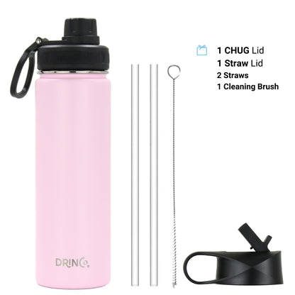 22oz Stainless Steel Sport Water Bottle - Flamingo Pink