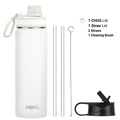 22oz Stainless Steel Sport Water Bottle - Artic White