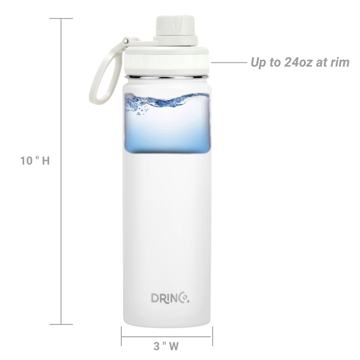 22oz Stainless Steel Sport Water Bottle - Artic White