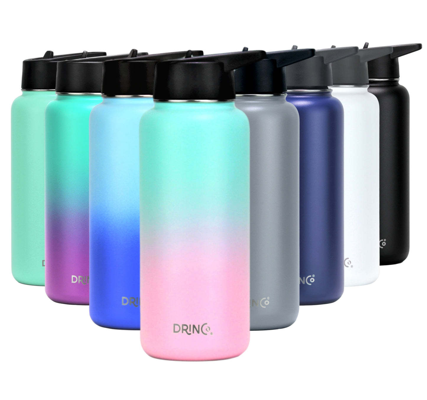 32oz Stainless Steel Water Bottle (3 lids) - Macaron